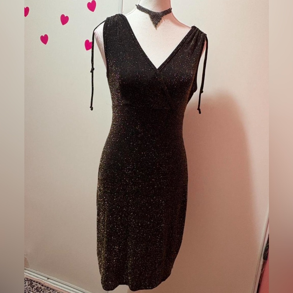 Y2K Dynamite Black Gold Sparkly Dress